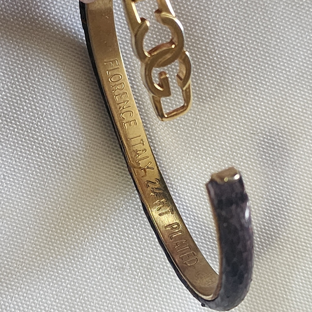 Florence 24k gold plated and snake leather bracelet